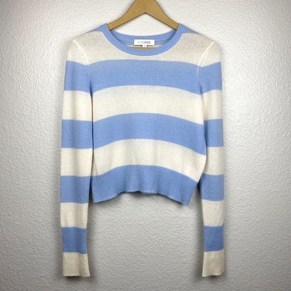 Intermix 100% Cashmere Cropped Striped Sweater - Picture 5 of 11